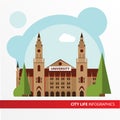 Univercity building icon in the flat style. Institute. Concept for city infographic. Royalty Free Stock Photo