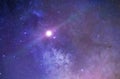 Univers and planet  night starry sky moon cosmic nebule flares space moon globe Royalty Free Stock Photo