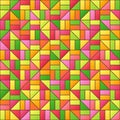 Universal Abstract Seamless Pattern of Simple Geometric Elements of Crimson, Green, Orange, Red, Pink, Yellow Colors