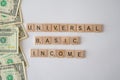 Universal Basic Income concept with block letters