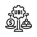 universal basic income line icon vector illustration Royalty Free Stock Photo