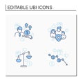 Universal basic income line icons set Royalty Free Stock Photo