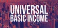 Universal Basic Income theme with New York City skyscrapers
