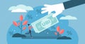 Universal basic income vector illustration. Flat tiny money person concept.