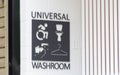 Universal bathroom or washroom sign in a public park in Canada. A controversial topic surrounding transgender rights and issues