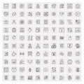100 Universal Black Line Icons on White Background Royalty Free Stock Photo