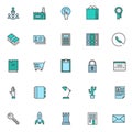 Universal business filled outline icons set