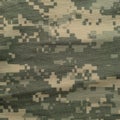 Universal camouflage pattern, army combat uniform digital camo, USA military ACU macro closeup, detailed large rip-stop fabric Royalty Free Stock Photo