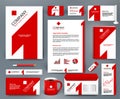 Universal corporate identity template wiith red number one on white backdrop Royalty Free Stock Photo