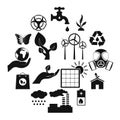 Universal ecology black icons set