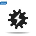 Universal energy tech rapid app vector icon symbol. Abstract cog wheel with flash logo design template. Geometric gear fast quick Royalty Free Stock Photo