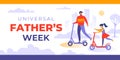 Universal father`s week. Vector banner, poster, card for web and social media. Third week of June. Design concept with text