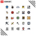 25 Universal Filled line Flat Colors Set for Web and Mobile Applications development, coding, gauge, code, error