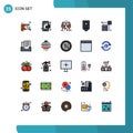 25 Universal Filled line Flat Colors Set for Web and Mobile Applications network, data, statistical, rank, insignia