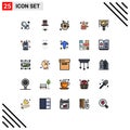 25 Universal Filled line Flat Colors Set for Web and Mobile Applications stages, disease, men, virus, digital