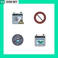 4 Universal Filledline Flat Colors Set for Web and Mobile Applications alert, digital, interface, user, arrow