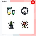 4 Universal Filledline Flat Colors Set for Web and Mobile Applications potion, cactus, space, download, plant