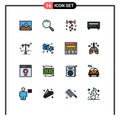 Stock Vector Icon Pack of 16 Line Signs and Symbols for street, lamp, heart, player, amplifier