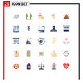 25 Universal Flat Color Signs Symbols of build, idea, bag, office, like
