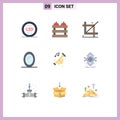 9 Creative Icons Modern Signs and Symbols of mirror, furniture, food, programing, design