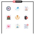 9 Universal Flat Color Signs Symbols of safe, database, chart, power, green