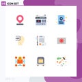 9 Universal Flat Color Signs Symbols of setting, computer, book cab, legal, certificate