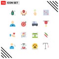 16 Universal Flat Color Signs Symbols of unlocked, human, handcare, body, tools