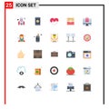 Universal Icon Symbols Group of 25 Modern Flat Colors of dimm, component, no mobile, cards, pulse