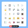 25 Universal Flat Colors Set for Web and Mobile Applications male, flying, magnifier, airplane, eye