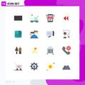Flat Color Pack of 16 Universal Symbols of strategy, puzzle, online, rewind, arrow Royalty Free Stock Photo