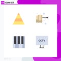 4 Universal Flat Icon Signs Symbols of career, sound, food, keyboard, cctv