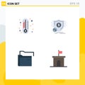 4 Universal Flat Icon Signs Symbols of chemistry, folder, finance, secure, network