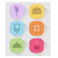 Universal flat icons of food