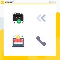 4 Universal Flat Icons Set for Web and Mobile Applications bag, investment, management, arrows, telephone