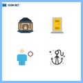 4 Universal Flat Icons Set for Web and Mobile Applications bank, body, lock, door, location