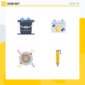 4 Universal Flat Icons Set for Web and Mobile Applications clean, space, calendar, saxophone, pencil