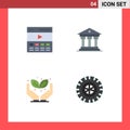 4 Thematic Vector Flat Icons and Editable Symbols of communication, green, interface, institution, save the world