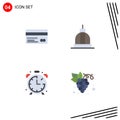 4 Universal Flat Icons Set for Web and Mobile Applications credit, greek, back, bank, clock