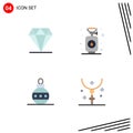 4 Universal Flat Icons Set for Web and Mobile Applications diamond, easter, expensive, gas, holiday Royalty Free Stock Photo