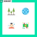 4 Universal Flat Icons Set for Web and Mobile Applications forest, woman, world, female, circulation Royalty Free Stock Photo