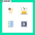 4 Universal Flat Icons Set for Web and Mobile Applications graph, document, thinking, money, report
