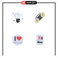 4 Universal Flat Icons Set for Web and Mobile Applications implanting, mobile, radio, dad, oneducation