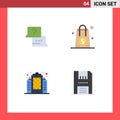 4 Universal Flat Icons Set for Web and Mobile Applications job, building, chat, money, real Royalty Free Stock Photo