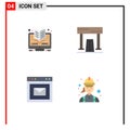 4 Universal Flat Icons Set for Web and Mobile Applications online, browser, online, finish, webpage