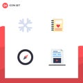 4 Universal Flat Icons Set for Web and Mobile Applications snow, map, canada, heart, entertainment Royalty Free Stock Photo