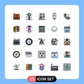 Universal Icon Symbols Group of 25 Modern Filled line Flat Colors of battery, mobile, romantic, smart phone, wine