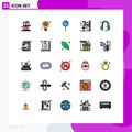 Universal Icon Symbols Group of 25 Modern Filled line Flat Colors of communications, faucet, location, cleaning, bath