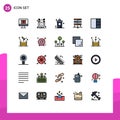 Universal Icon Symbols Group of 25 Modern Filled line Flat Colors of grid, internet, coffee, hosting, shop Royalty Free Stock Photo