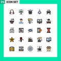 Universal Icon Symbols Group of 25 Modern Filled line Flat Colors of living, travel, gdpr, startup, spaceship