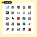 Universal Icon Symbols Group of 25 Modern Filled line Flat Colors of money, shopping, halloween, payment, banking